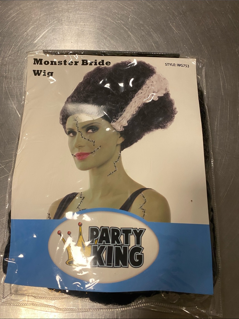 Monster Bride Wig - Black with White Accent